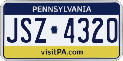 PA license plate JSZ4320