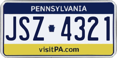 PA license plate JSZ4321
