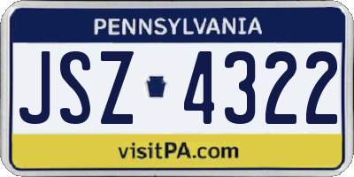 PA license plate JSZ4322