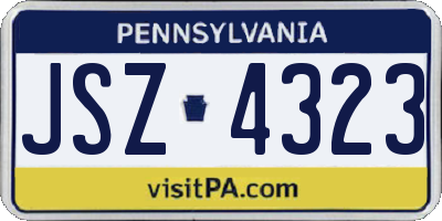 PA license plate JSZ4323