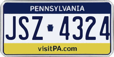 PA license plate JSZ4324