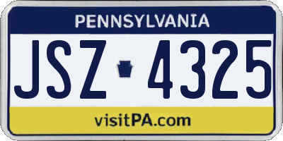 PA license plate JSZ4325