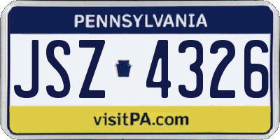 PA license plate JSZ4326