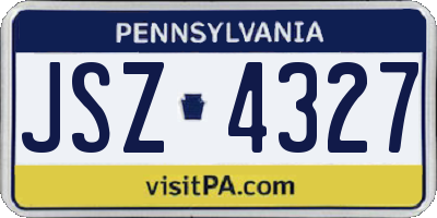 PA license plate JSZ4327