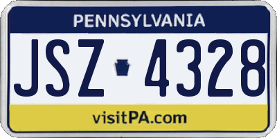 PA license plate JSZ4328