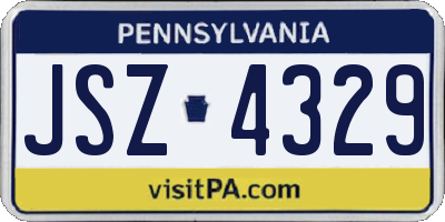 PA license plate JSZ4329