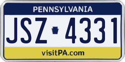 PA license plate JSZ4331