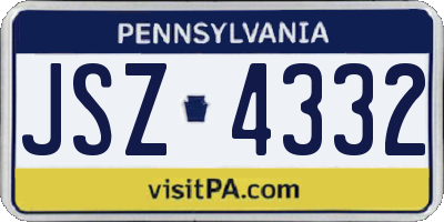 PA license plate JSZ4332