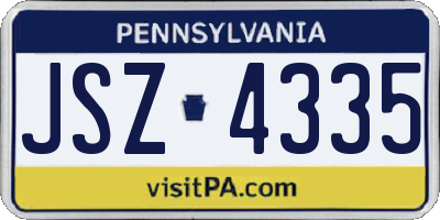 PA license plate JSZ4335