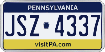 PA license plate JSZ4337
