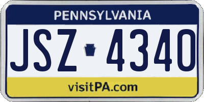 PA license plate JSZ4340