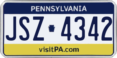 PA license plate JSZ4342