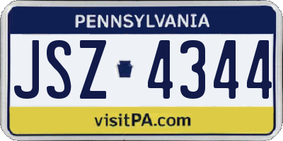PA license plate JSZ4344