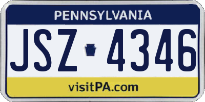 PA license plate JSZ4346