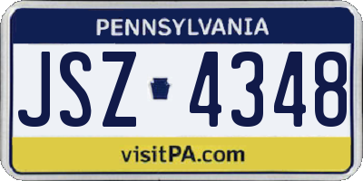 PA license plate JSZ4348