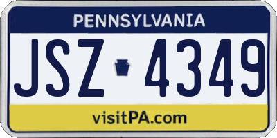 PA license plate JSZ4349