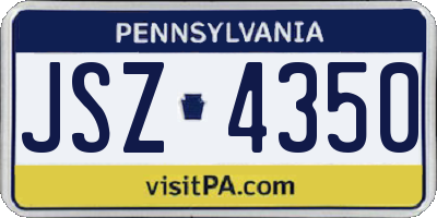 PA license plate JSZ4350