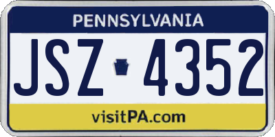 PA license plate JSZ4352