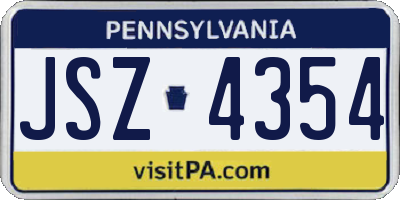 PA license plate JSZ4354