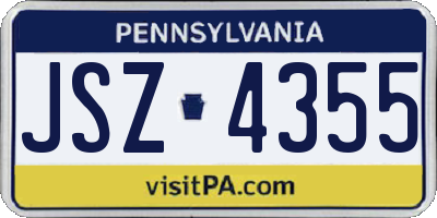 PA license plate JSZ4355
