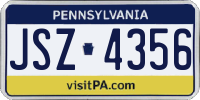 PA license plate JSZ4356