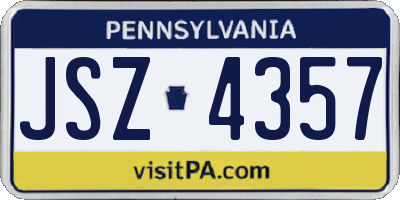PA license plate JSZ4357