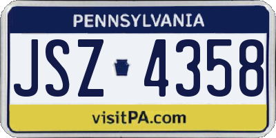 PA license plate JSZ4358