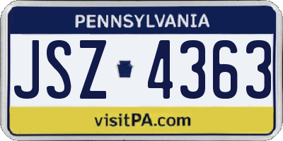 PA license plate JSZ4363