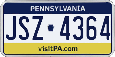 PA license plate JSZ4364