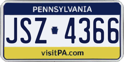 PA license plate JSZ4366