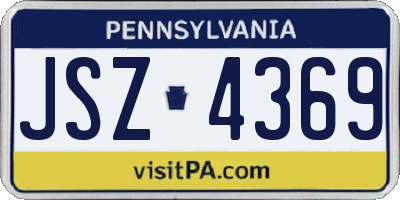 PA license plate JSZ4369