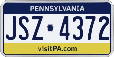 PA license plate JSZ4372