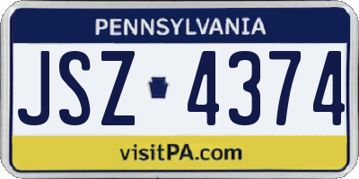 PA license plate JSZ4374