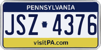 PA license plate JSZ4376
