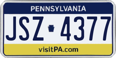PA license plate JSZ4377