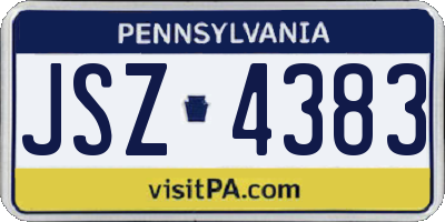 PA license plate JSZ4383