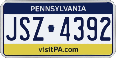 PA license plate JSZ4392