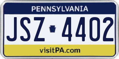 PA license plate JSZ4402