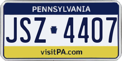 PA license plate JSZ4407