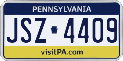 PA license plate JSZ4409