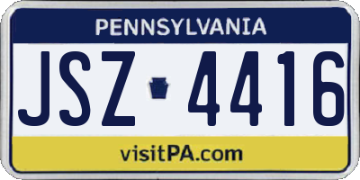 PA license plate JSZ4416