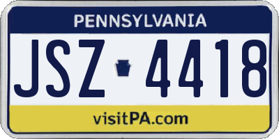 PA license plate JSZ4418
