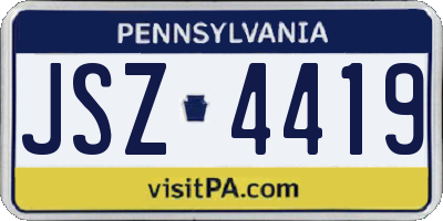 PA license plate JSZ4419