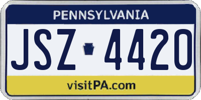 PA license plate JSZ4420
