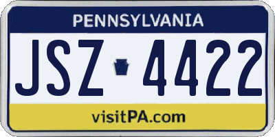 PA license plate JSZ4422