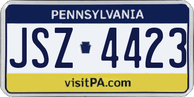 PA license plate JSZ4423