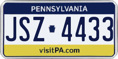 PA license plate JSZ4433