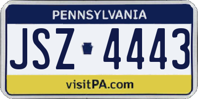 PA license plate JSZ4443
