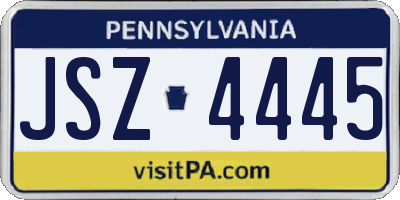 PA license plate JSZ4445