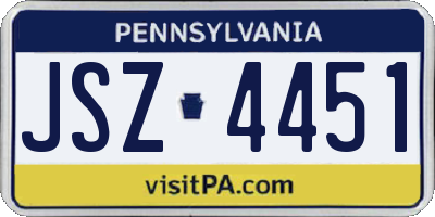 PA license plate JSZ4451